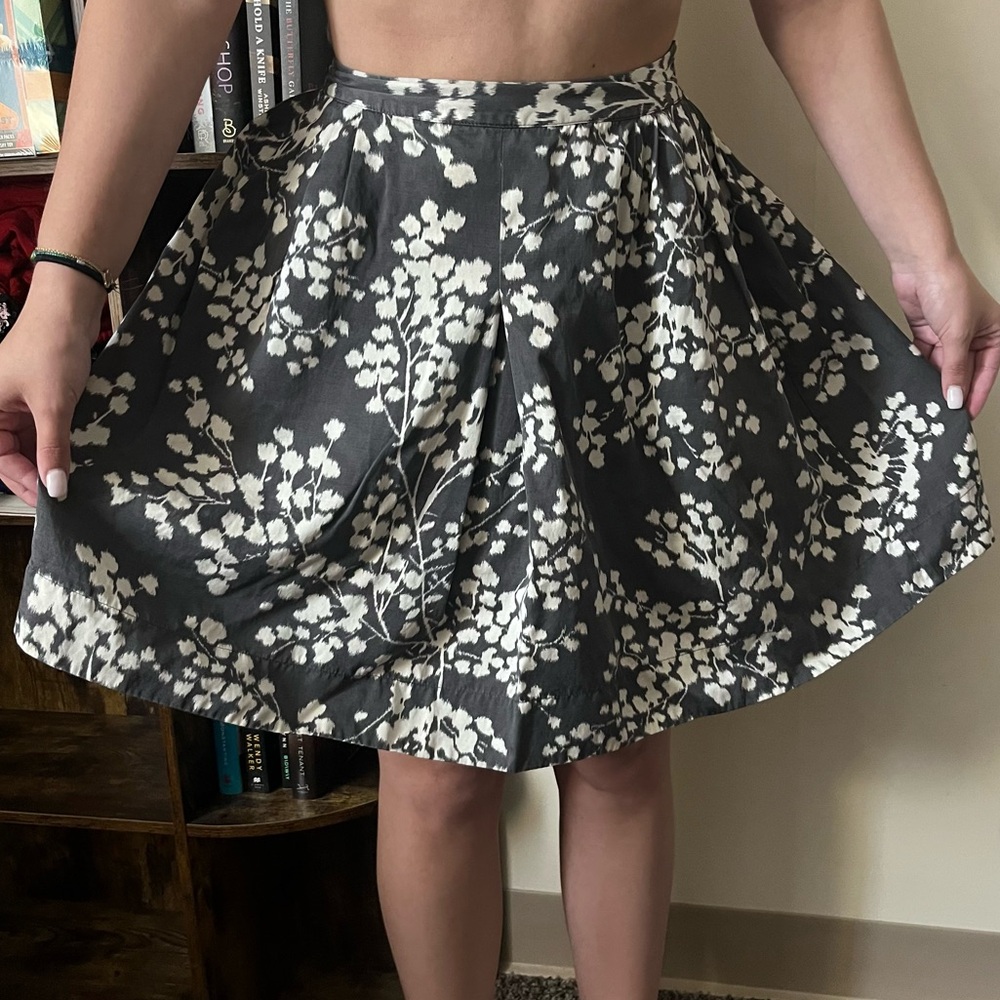 Moulinette Soeurs Black and Cream Floral Skater Skirt